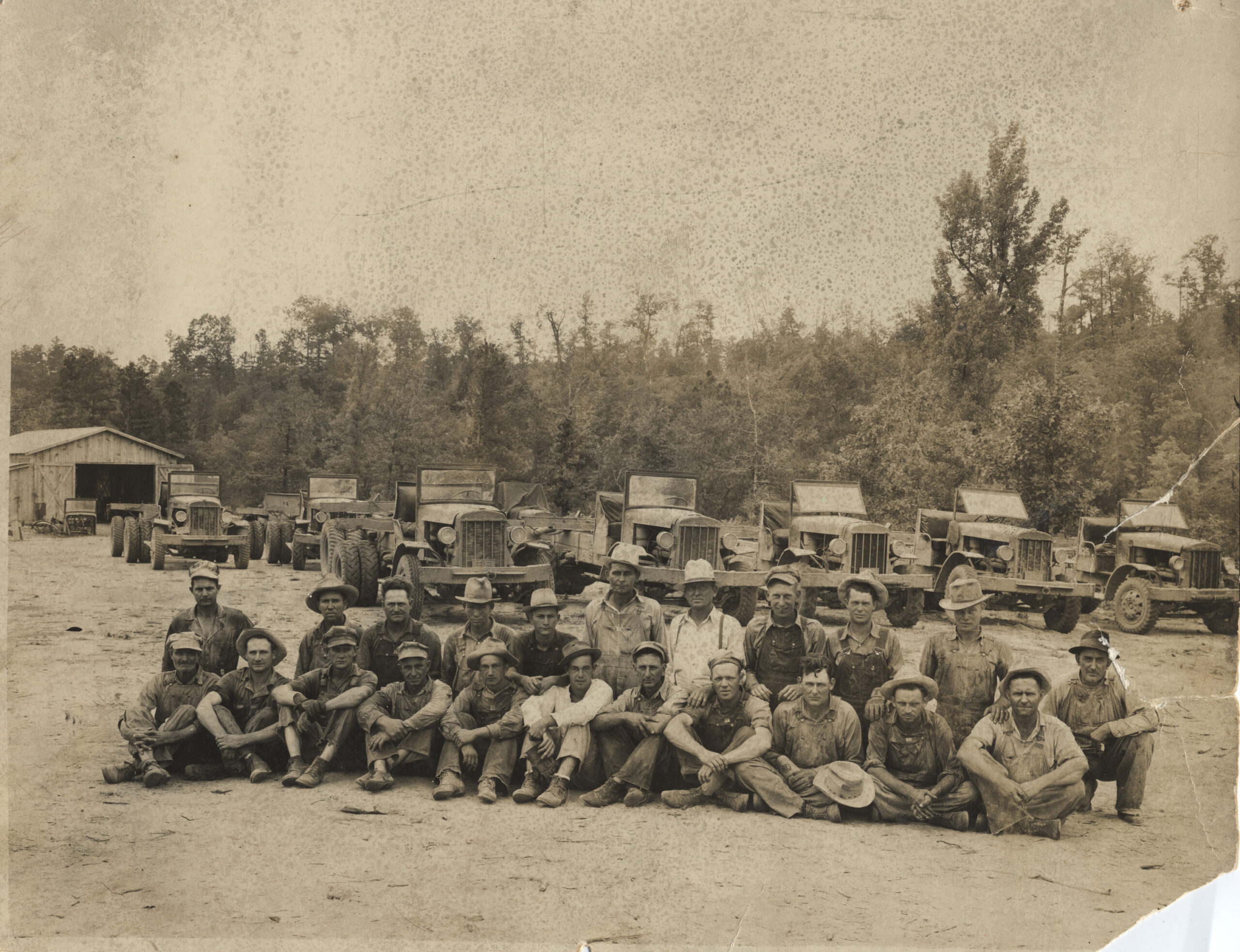 Historical photo of Clebit logging camp crew