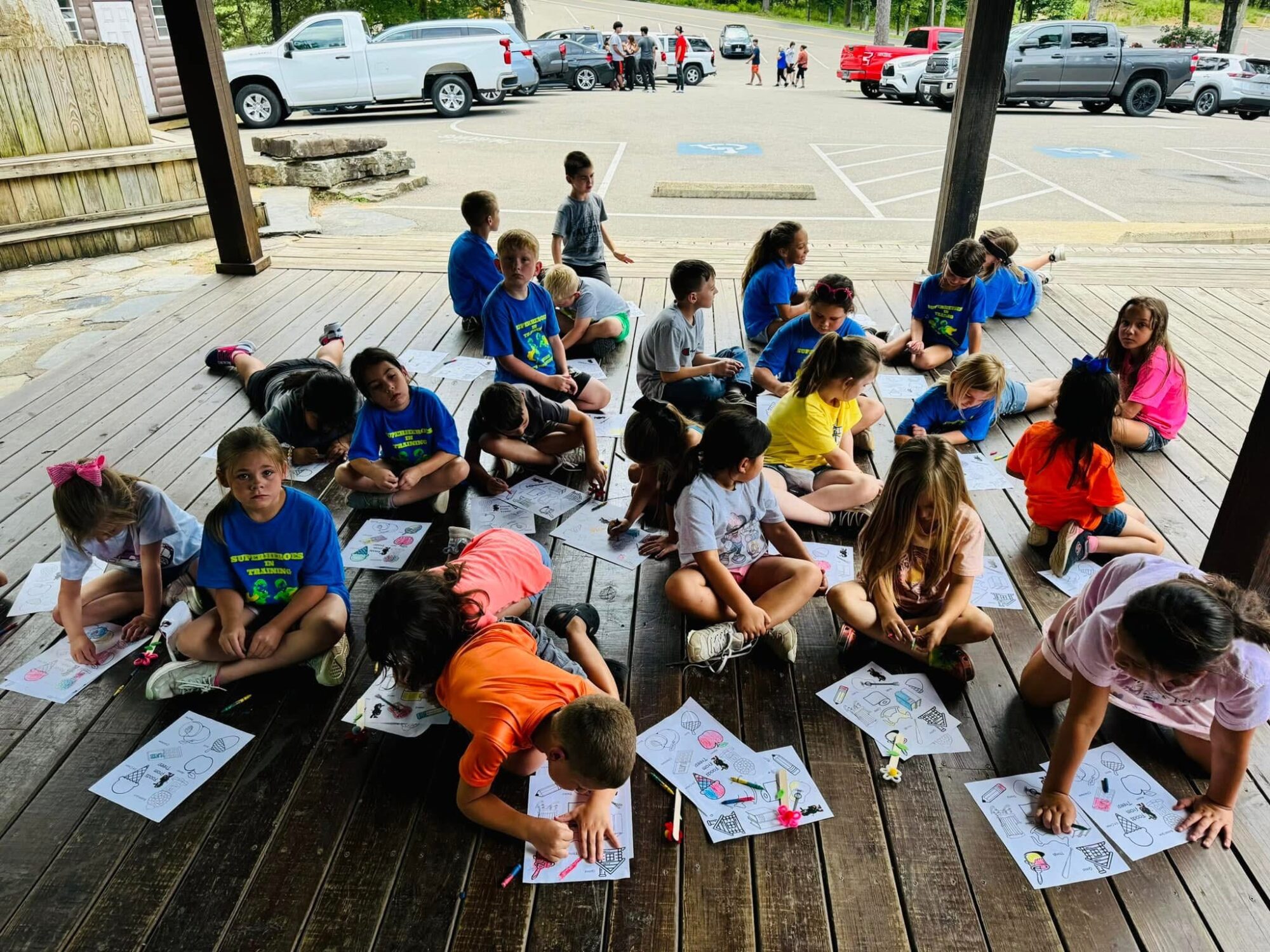 Students completing a "Good Things Come from Trees" activity