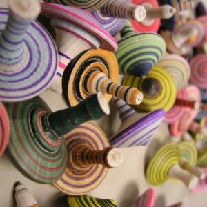 Colorful spinning tops